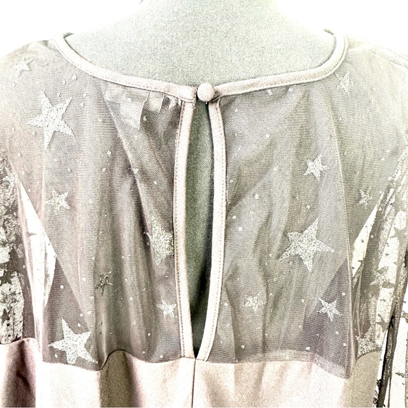 TORRID | Black Long Sleeve MIDI Dress, Star Sheer Sleeve | Size 4 - Picture 6 of 13